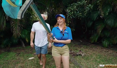 Bald Guy Orders Pool Cleaning, Gets Anal Surprise