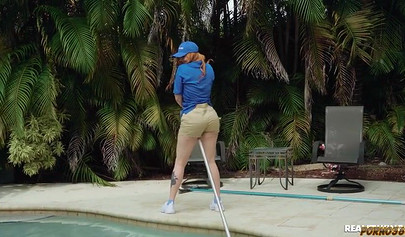 Bald Guy Orders Pool Cleaning, Gets Anal Surprise