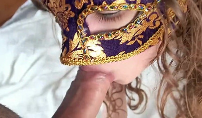 Masked gf blows my dick & takes it up her ass in POV