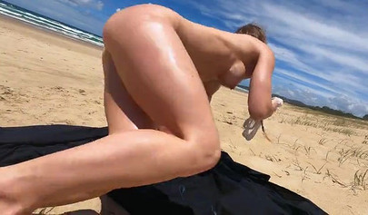 Strangers have anal sex on a nudist beach