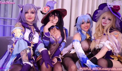 Genshin impact cosplayers have an anal orgy